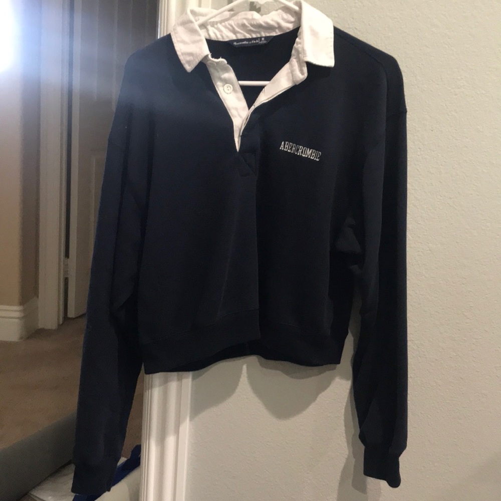 Cropped Collared Crewneck